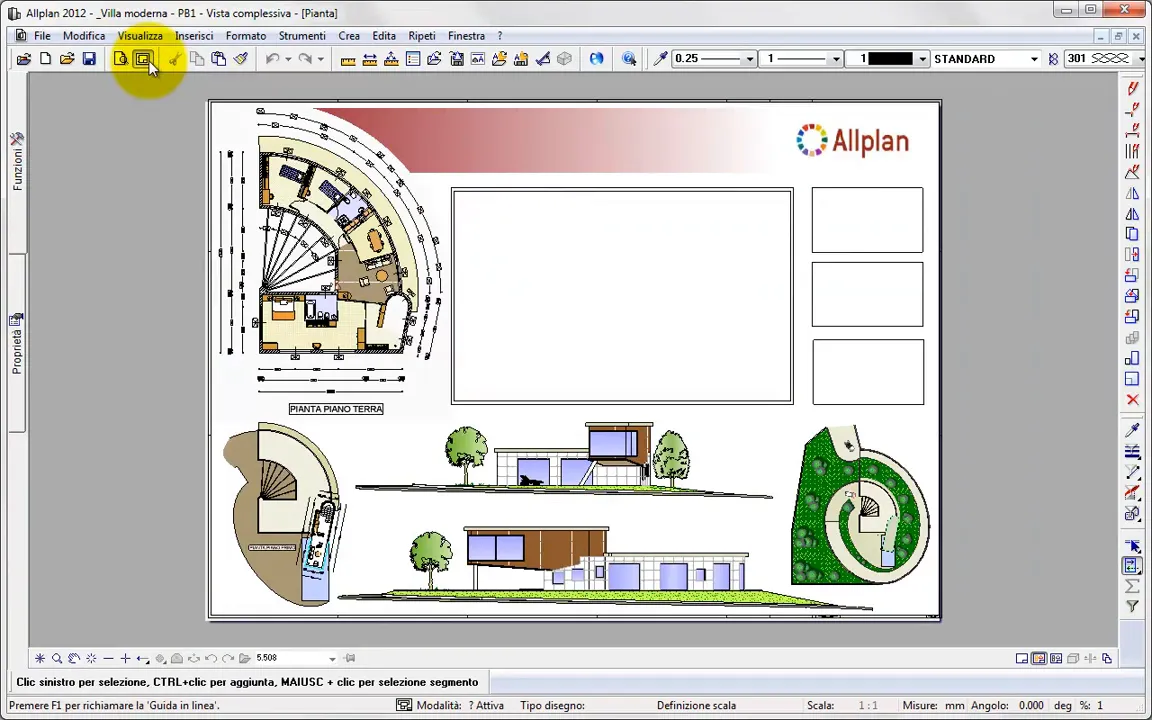 Pdf con Allplan - ambiente di layout di Allplan