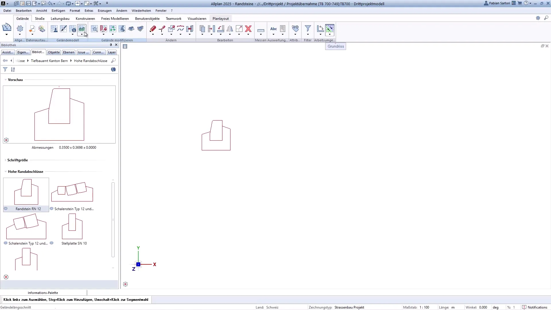 Componente Parametrico in Allplan - importazione di nuovi curb