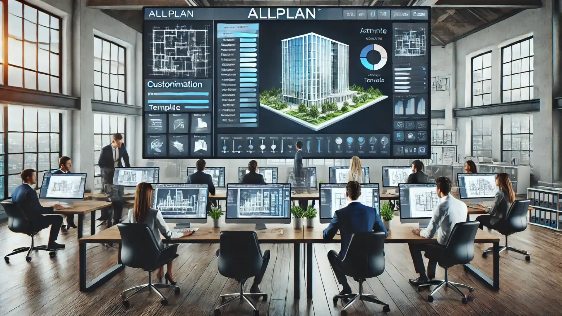 Creare e personalizzare template in Allplan - schermo gigante in aula magna