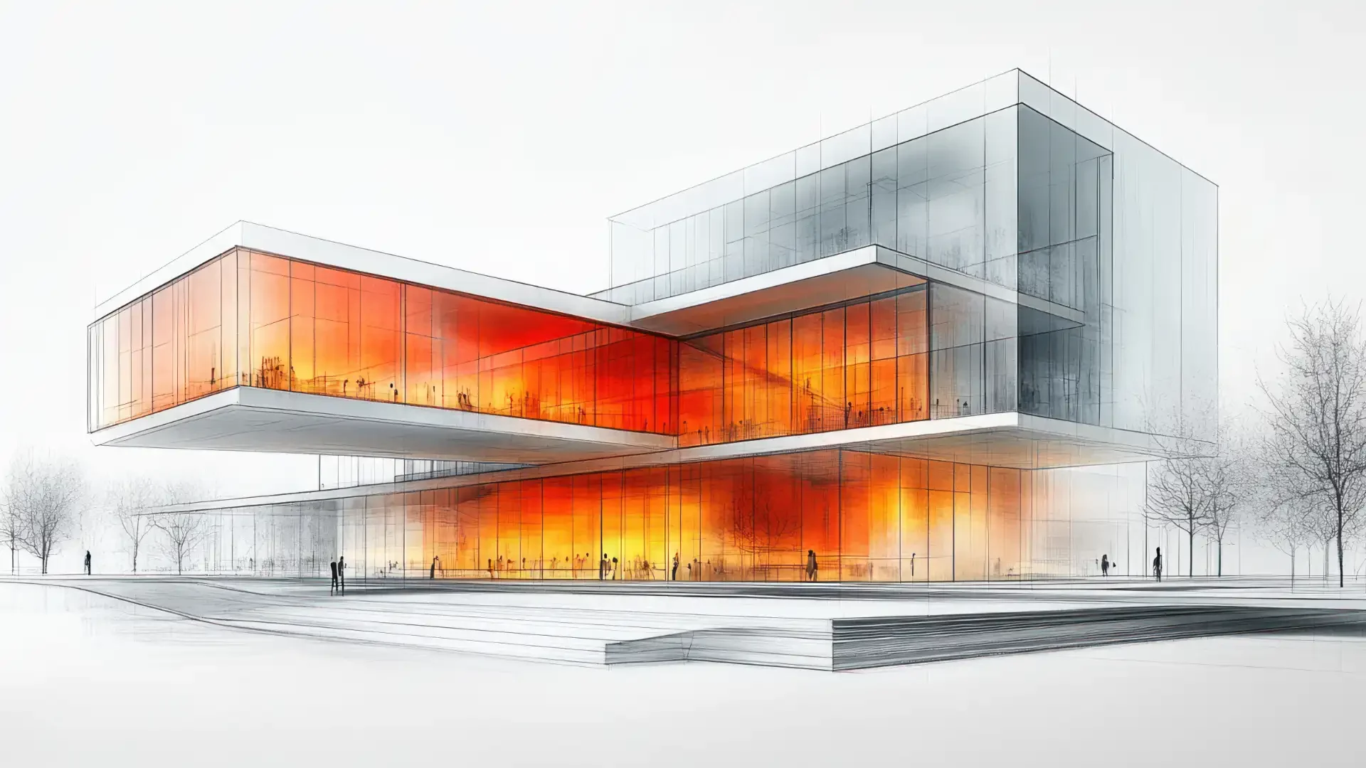 Innovazione nella progettazione architettonica - edificio moderno disegnato