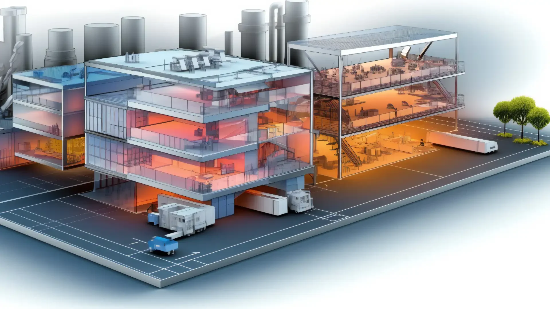 Oggetti 3D - Edificio 3D luminoso