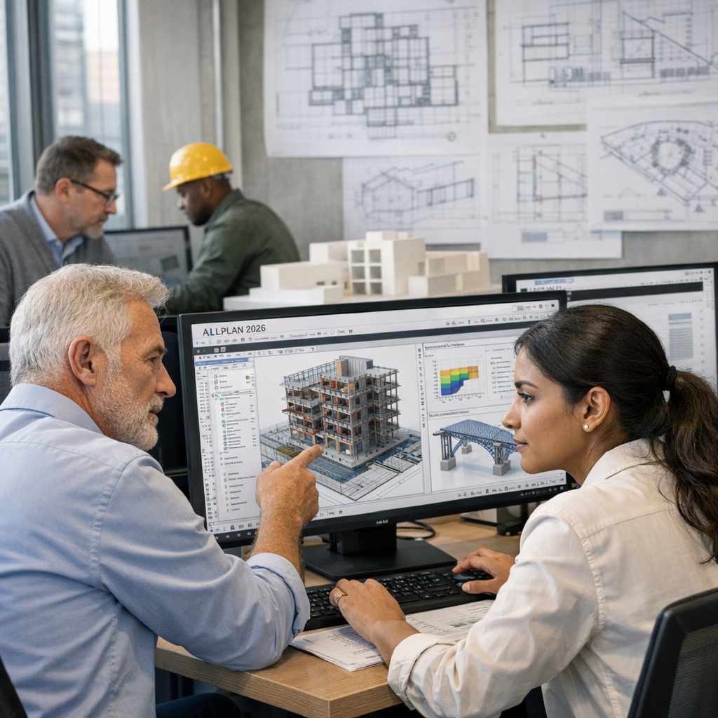 10 Tecniche Avanzate di Modellazione con ALLPLAN 2026 - geometri al lavoro in ufficio