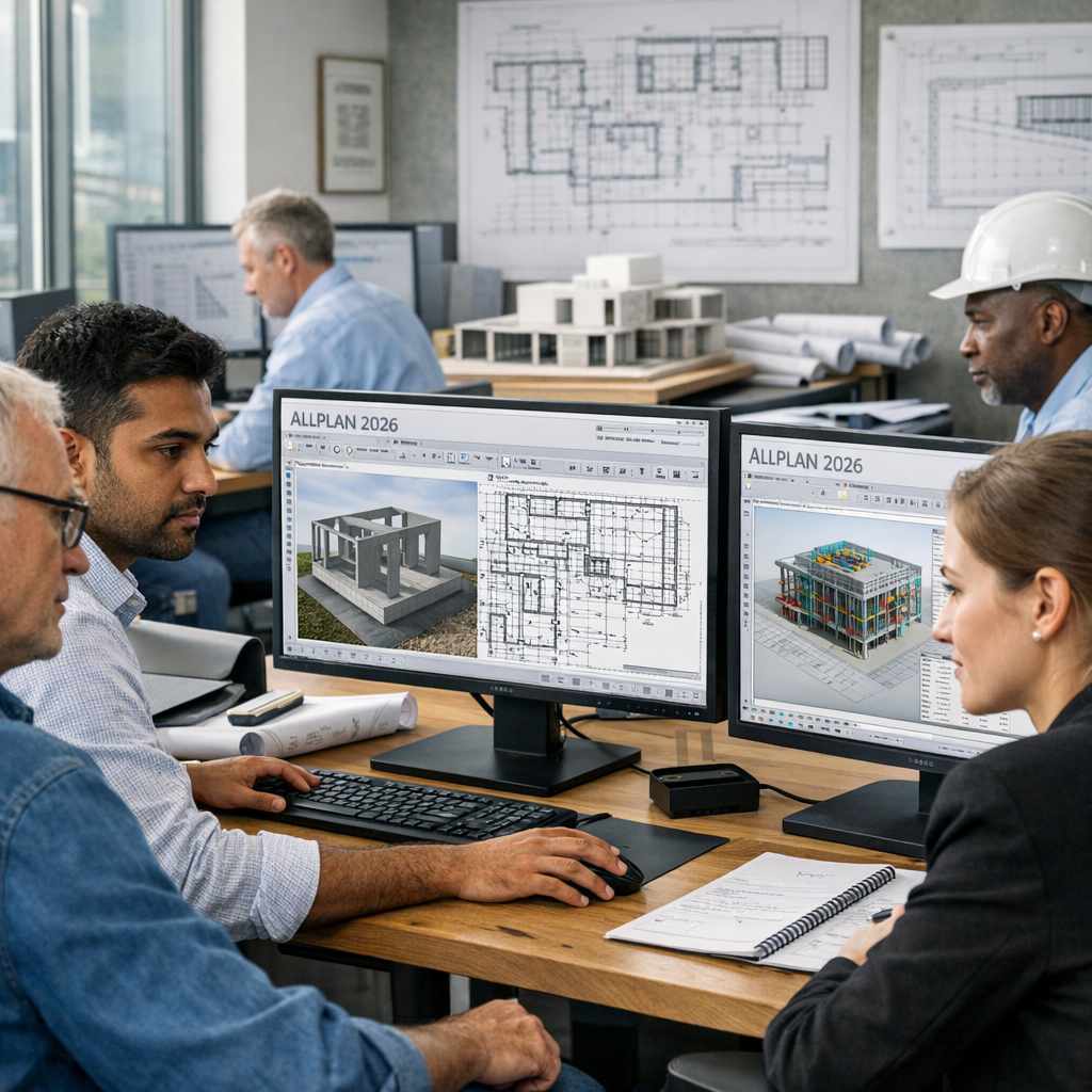 10 Tecniche Avanzate di Modellazione con ALLPLAN 2026 - ingegneri al lavoro con i computer
