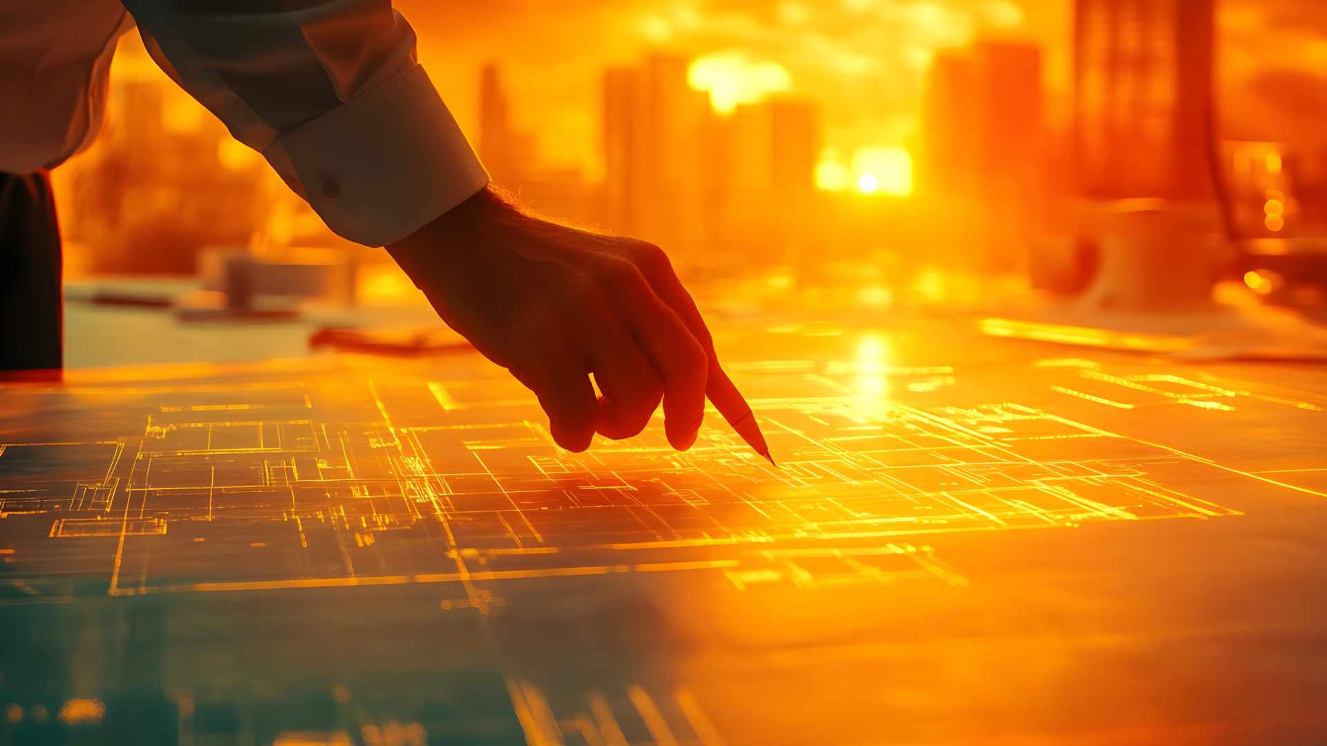 7 strategie vincenti per workflow BIM in Allplan 2026 - Pianificazione Architettonica con Bagliore al Tramonto - Illustrazione