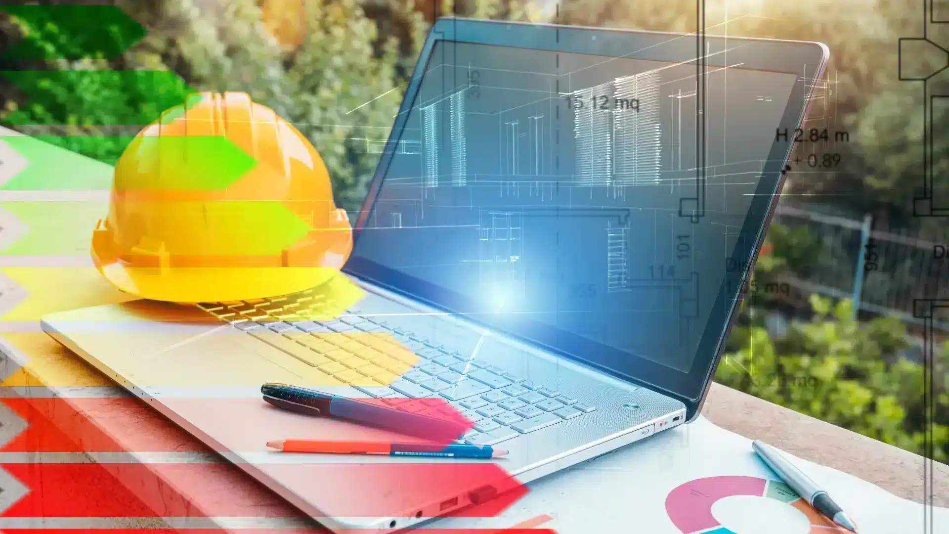 Allplan 2025 - Novità e vantaggi per i professionisti del settore edile 6 Allplan 2025 - Caschetto giallo sopra un laptop
