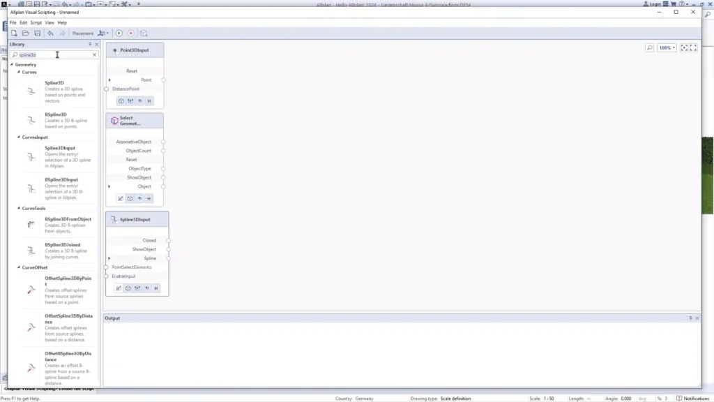 Allplan Visual Scripting - costruzione di script con nodi prefabbricati