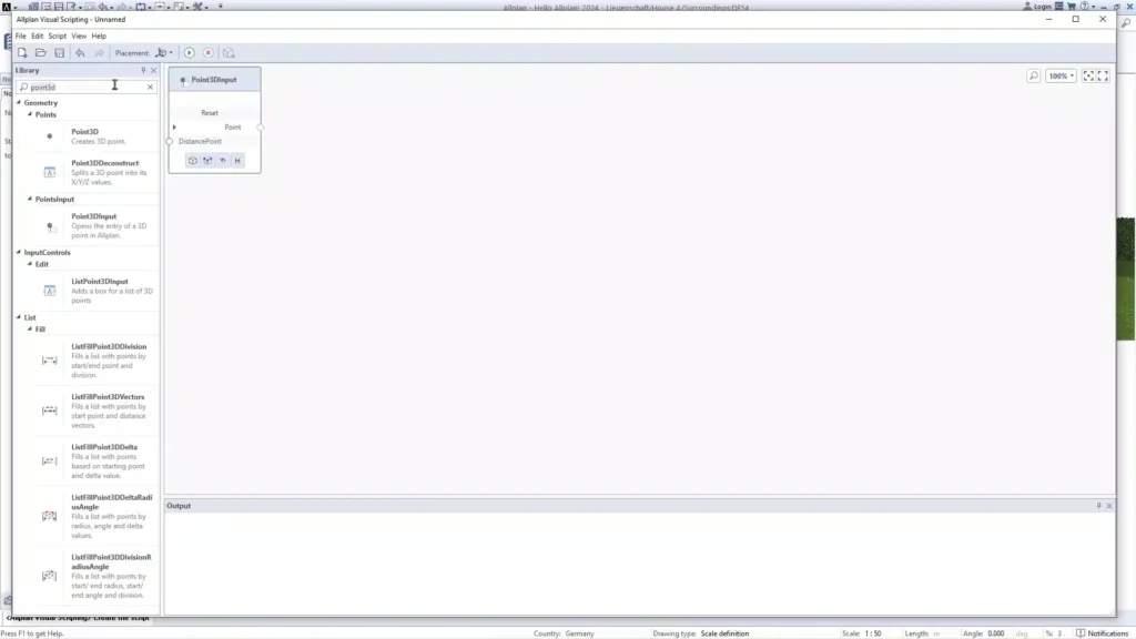 Allplan Visual Scripting - utilizzo dei nodi nella libreria