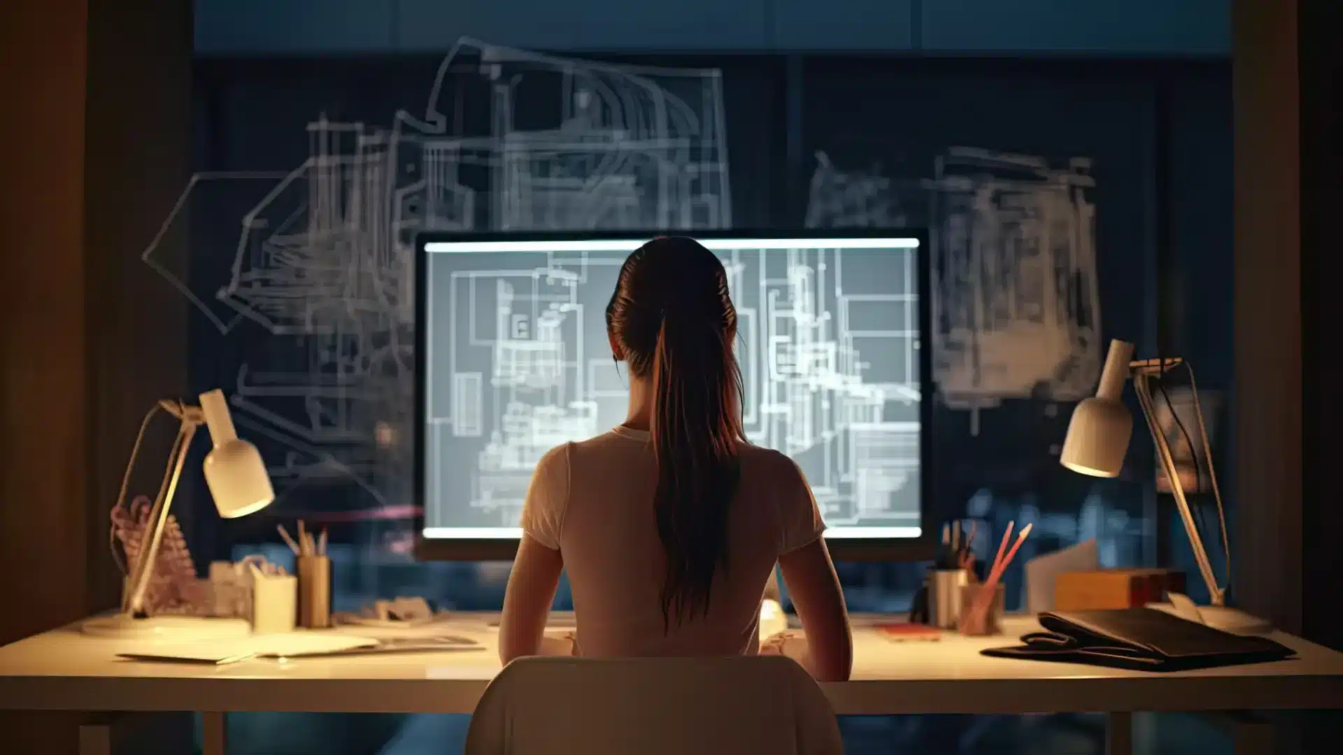 Automatizzare le operazioni ripetitive con gli script di Allplan - ragazza di spalle al computer