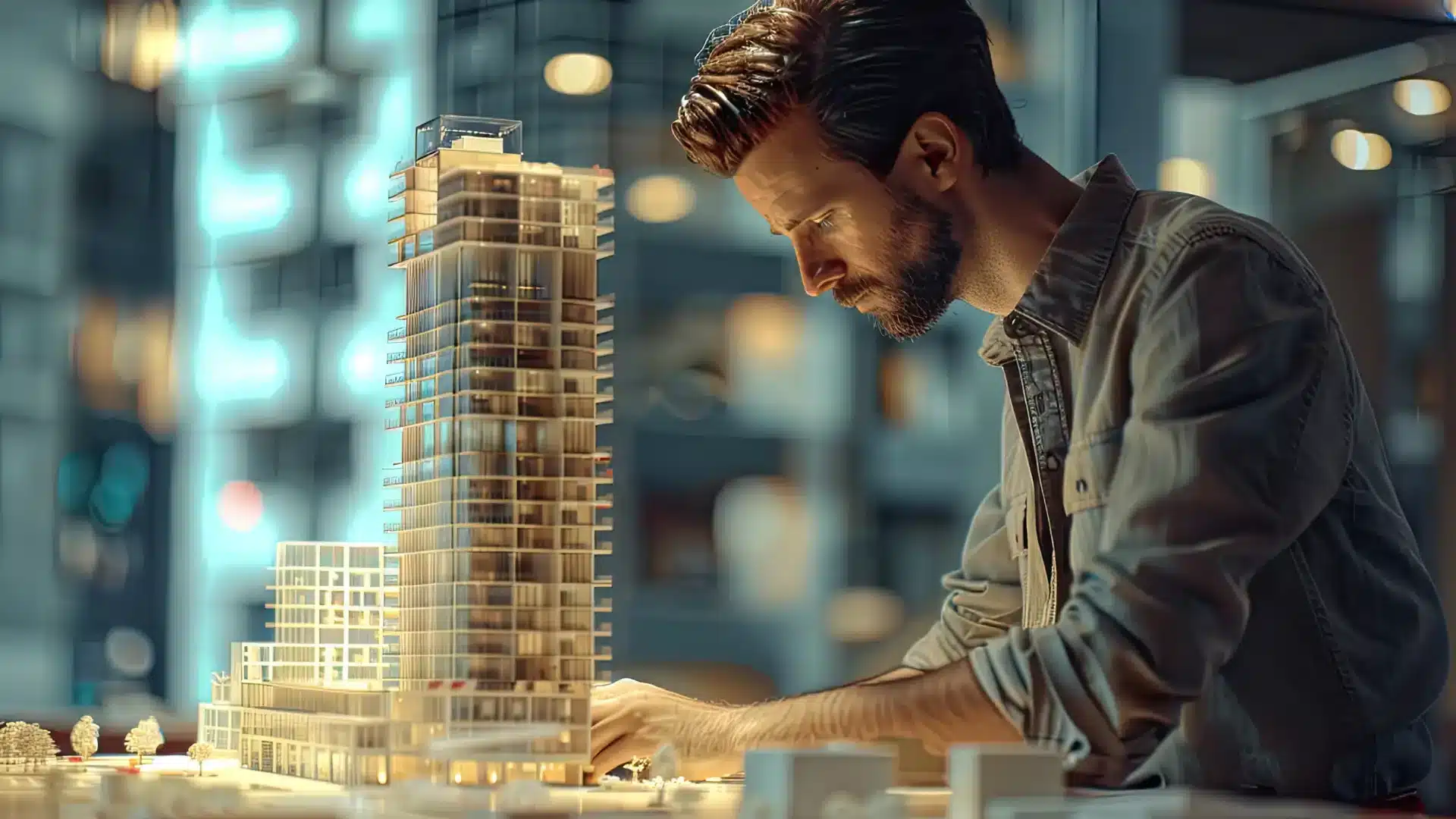 Come il BIM sta trasformando la progettazione urbana 2 Come il BIM sta trasformando la progettazione urbana - architetto con plastico del palazzo