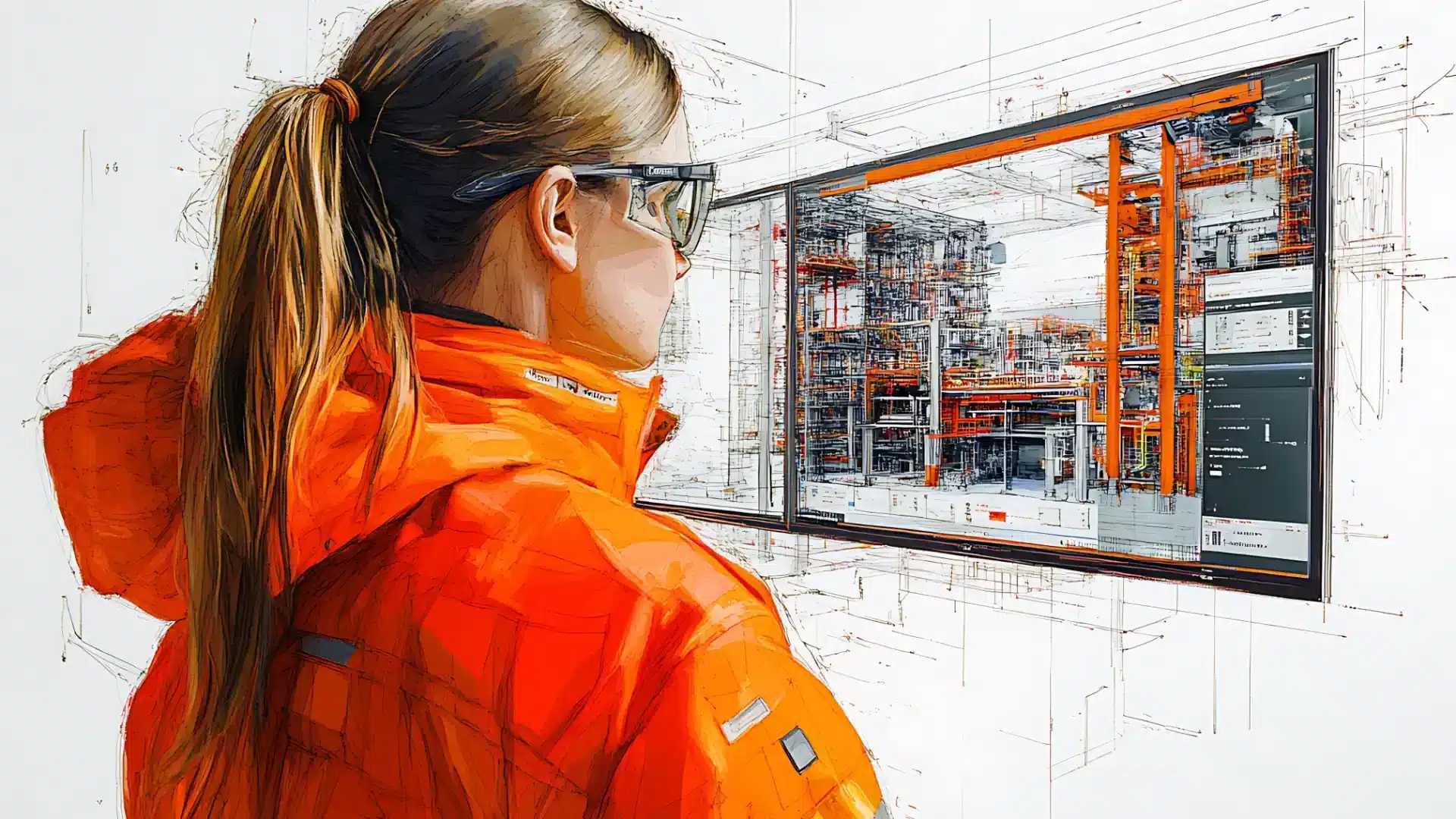 Coordinamento tra discipline nel BIM - Ragazza che fissa un disegno