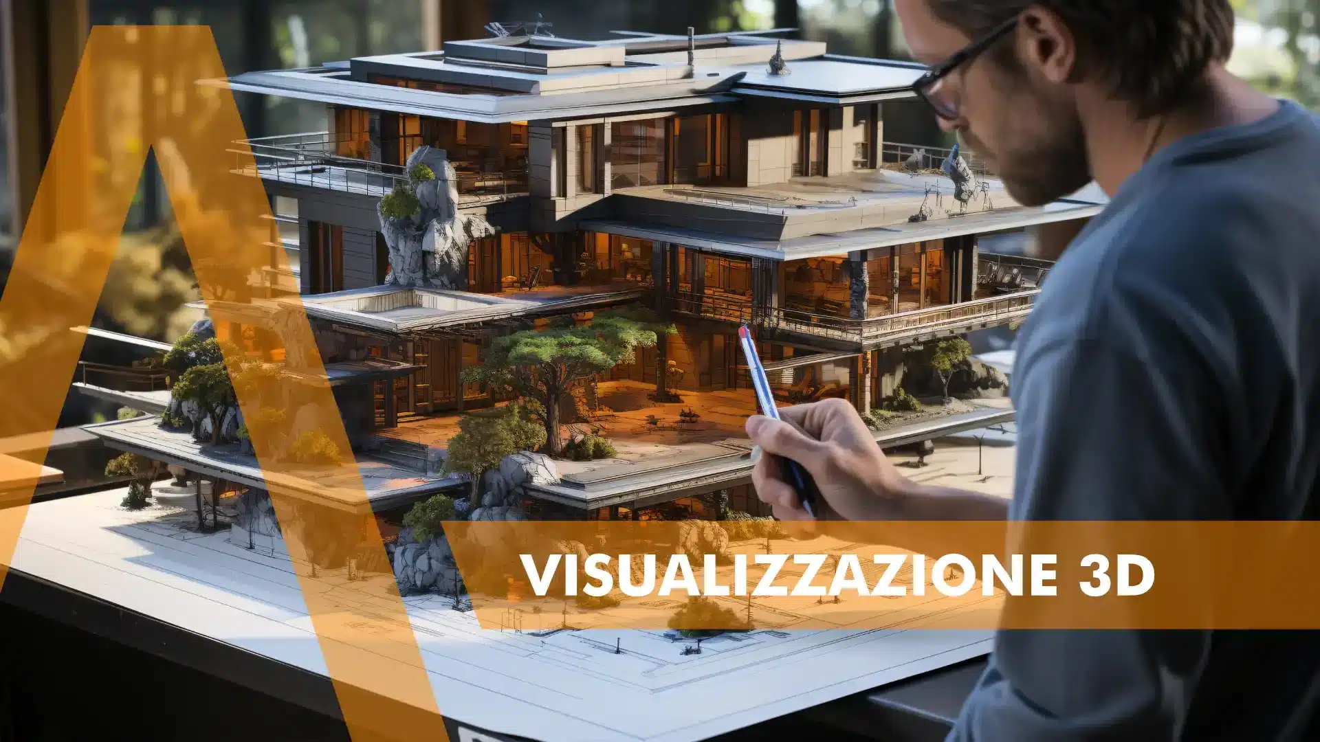 La visualizzazione 3D nei progetti Allplan giovane con un plastico