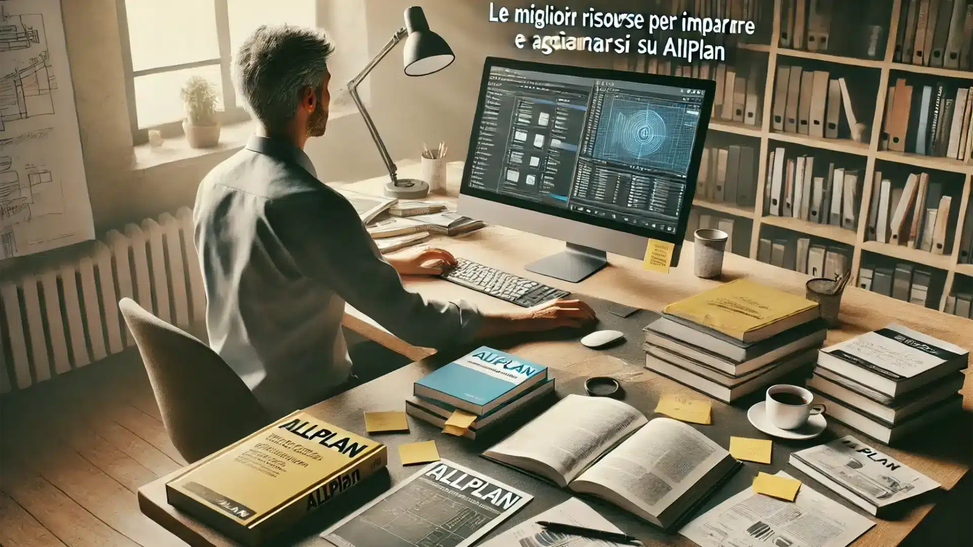 Le migliori risorse per imparare e aggiornarsi su Allplan 7 Le migliori risorse per imparare e aggiornarsi su Allplan - progettista che studia Allplan