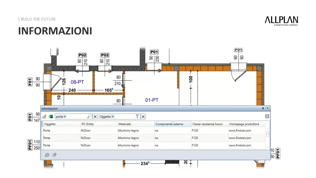 Novità di Allplan 2025 - palette informazioni in allplan 2025