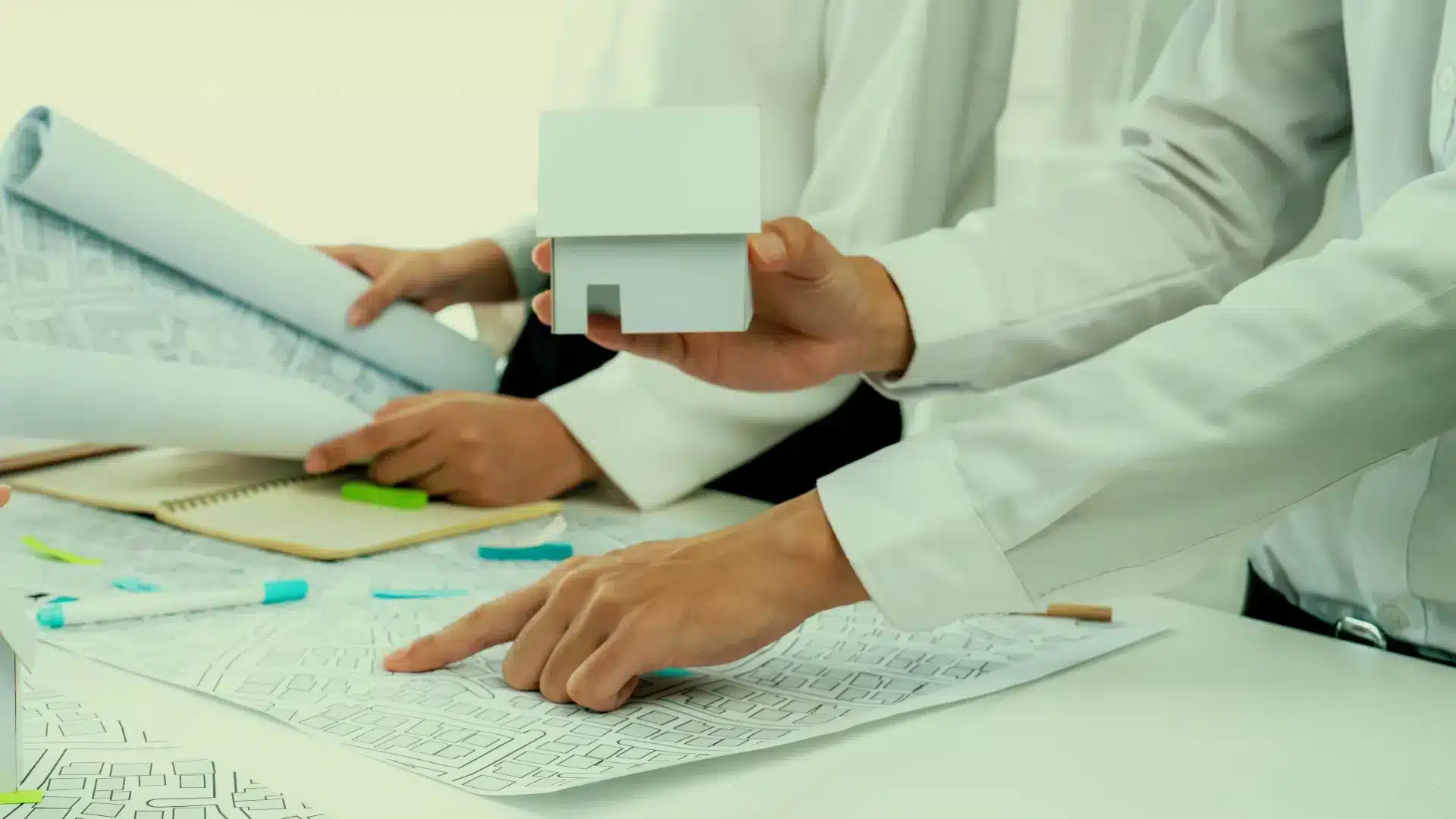 Produttività con Allplan - Progettisti che discutono un progetto cartaceo 2