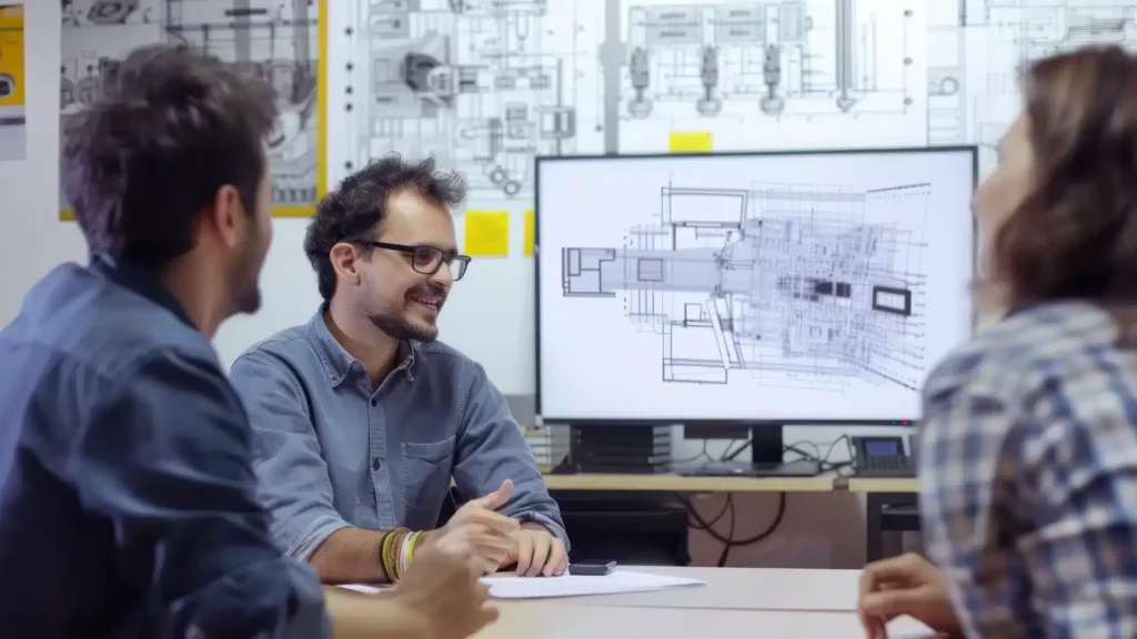 Progettazione 3D con Allplan 7 Progettazione 3D - Architetti che discutono un progetto al computer