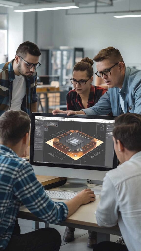 modellazione 3D - architetti che discutono davanti a un computer