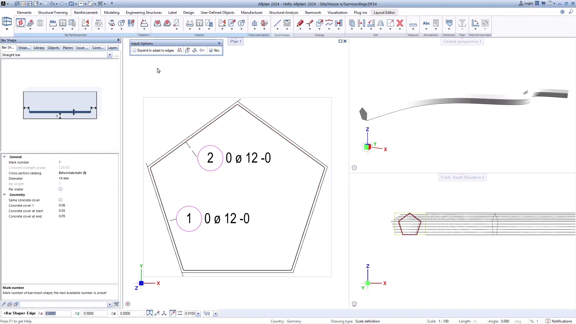Allplan per Armature Complesse 6 Definizione dell'armatura longitudinale come punto