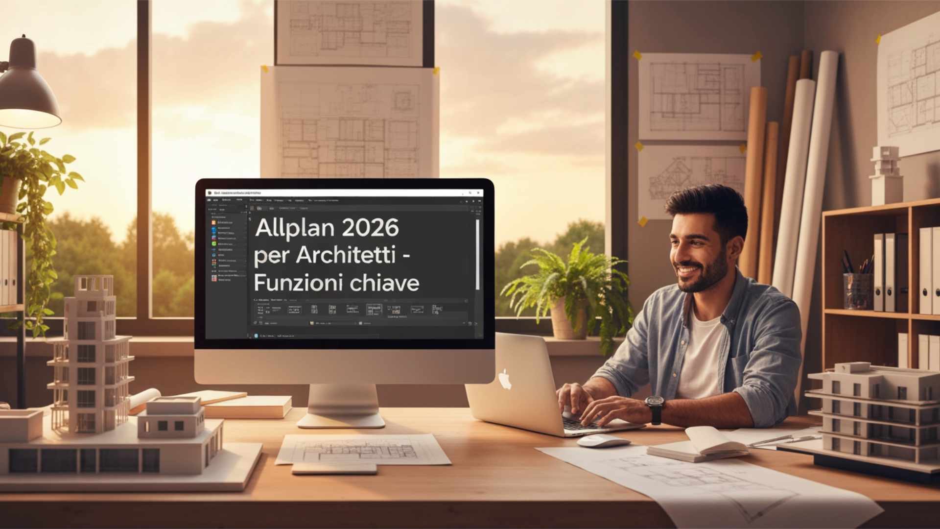 Allplan 2026 per Architetti - Funzioni chiave di Allplan architetto al lavoro sul portatile