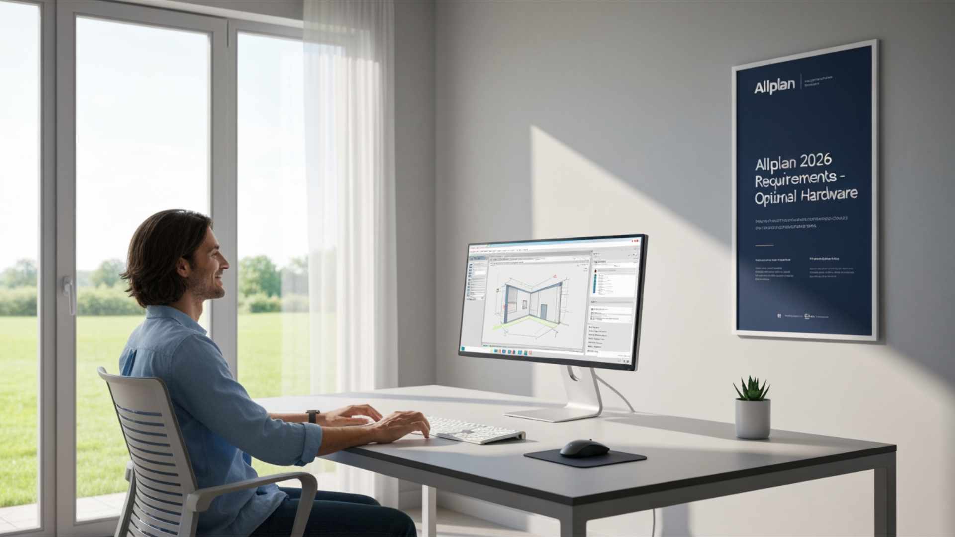 Requisiti per Allplan 2026 - Hardware ottimale - ingegnere al computer con Allplan